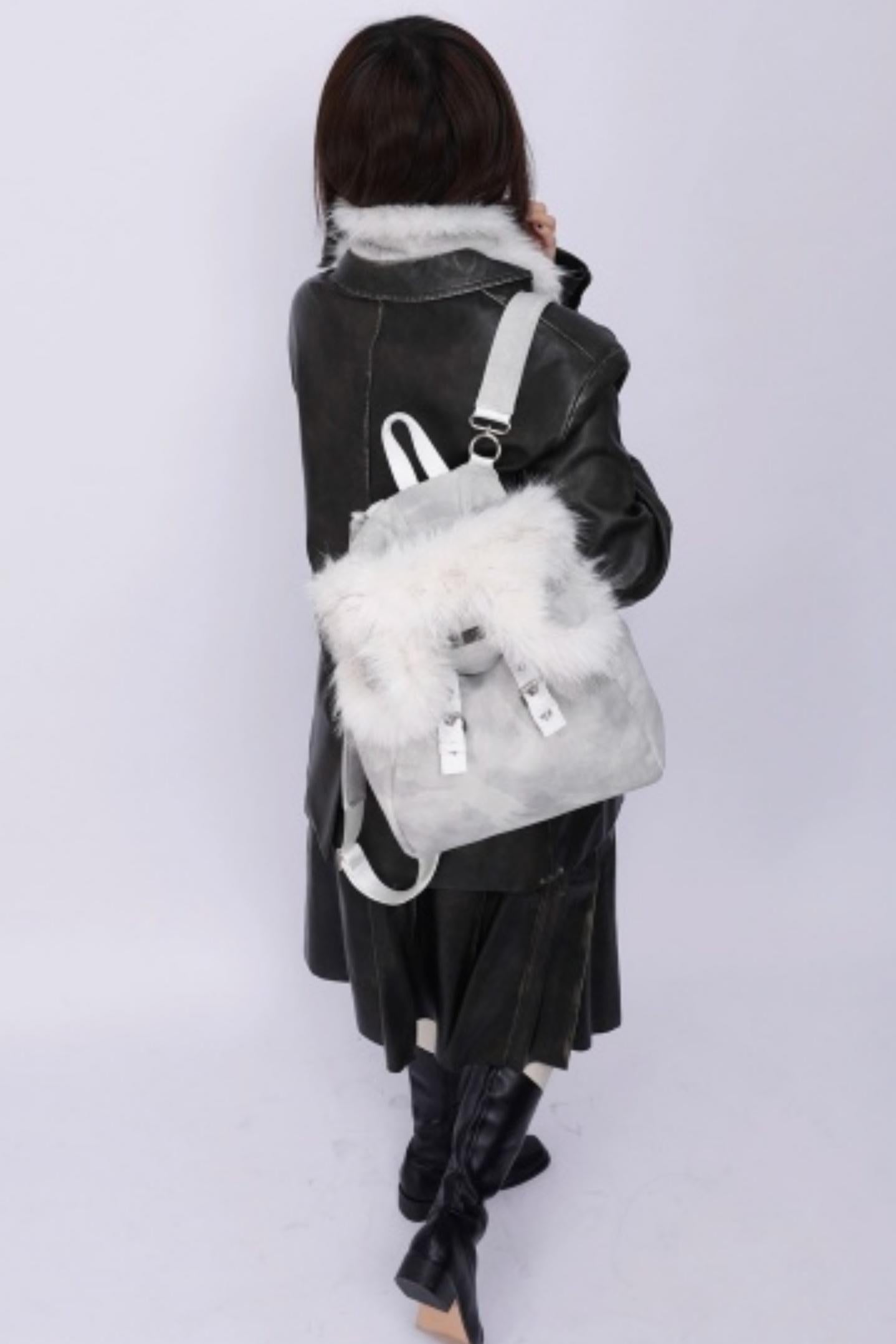 Furry Bear Crossbody Backpack