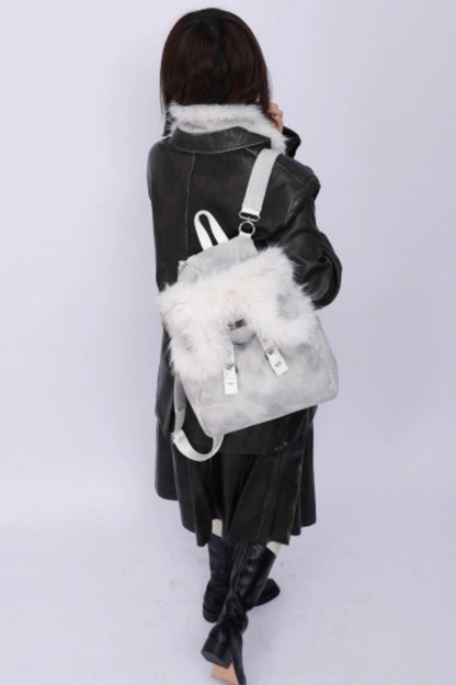 Furry Bear Crossbody Backpack