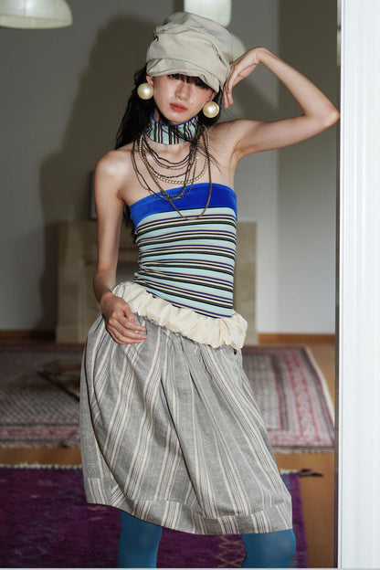 Vintage Striped Bandeau Set