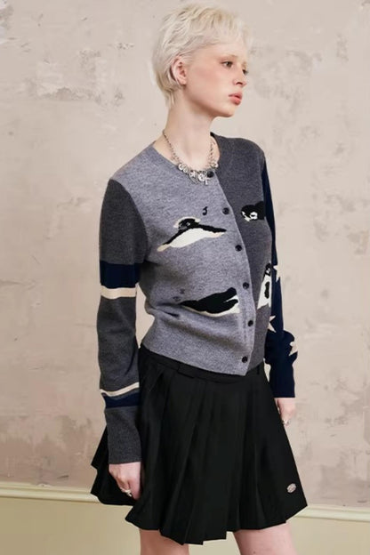 Lace-Up Collar Sweater Set-Up