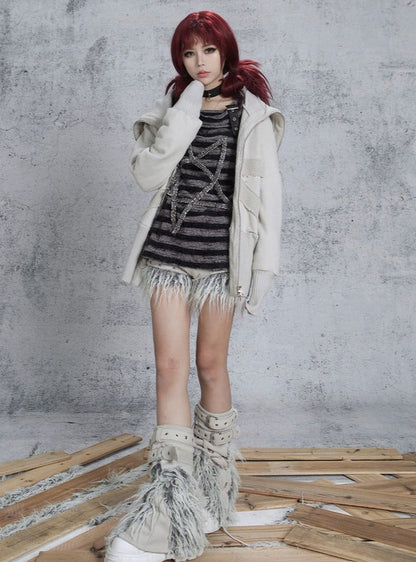 Retro lapel sweater loose Coat