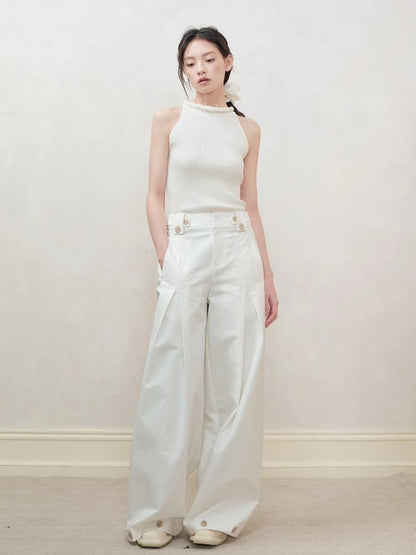 High Waist Straight Leg Wide Leg Casual Pants