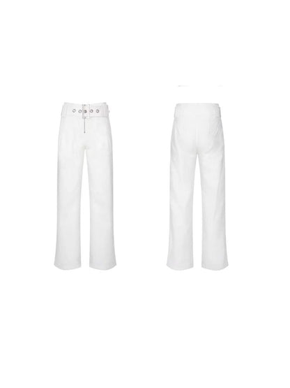 White designer straight-leg suit pants