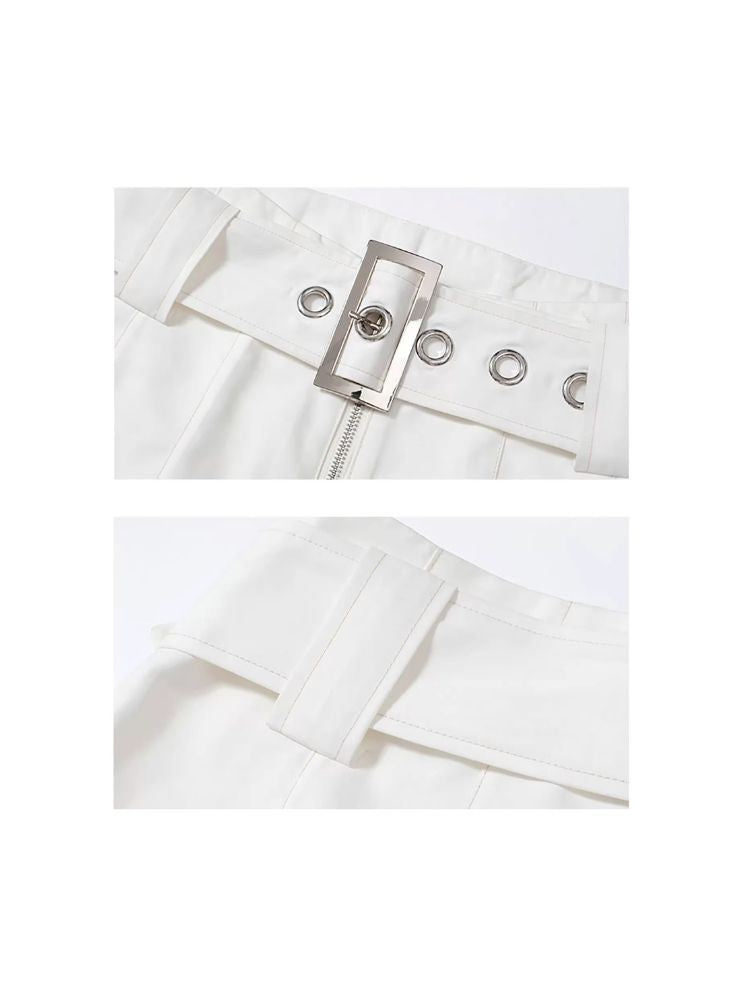 White designer straight-leg suit pants