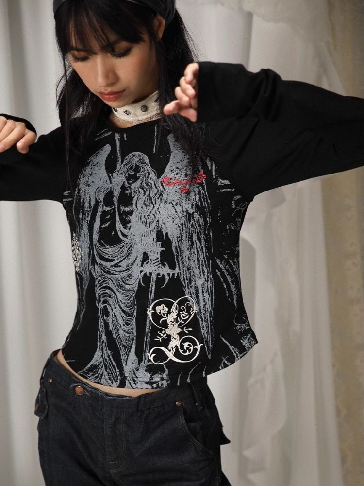 Punk Harajuku Print Long Sleeve T-Shirt