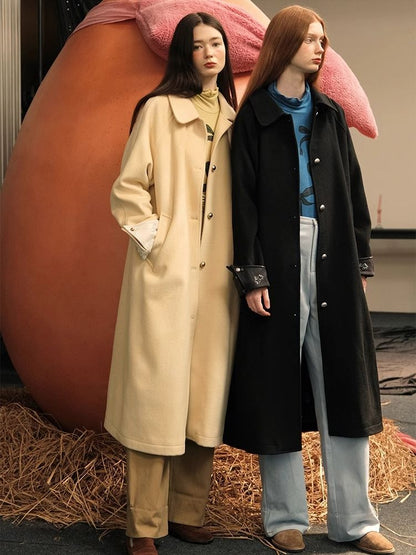 Round ball buckle simple classic Coat