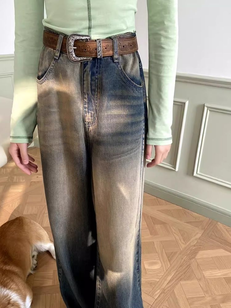 Straight wide leg jeans