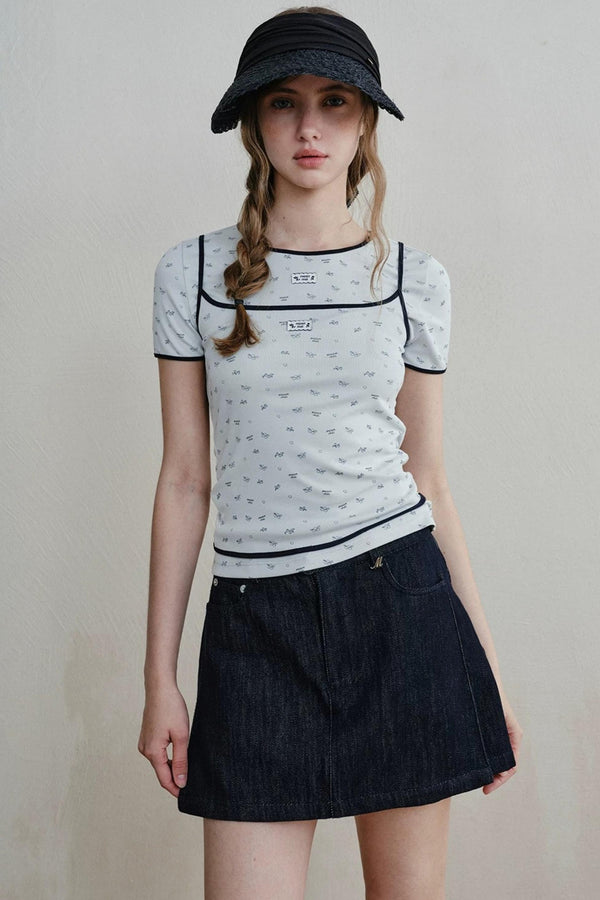 Lace-Trimmed Blueberry Two-Piece Set