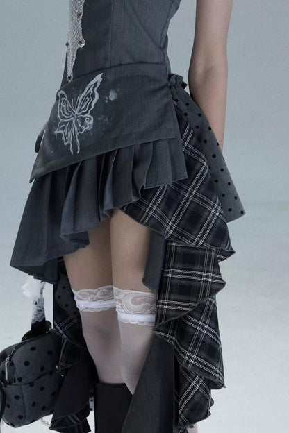 Polka Dot Plaid Patchwork Dress