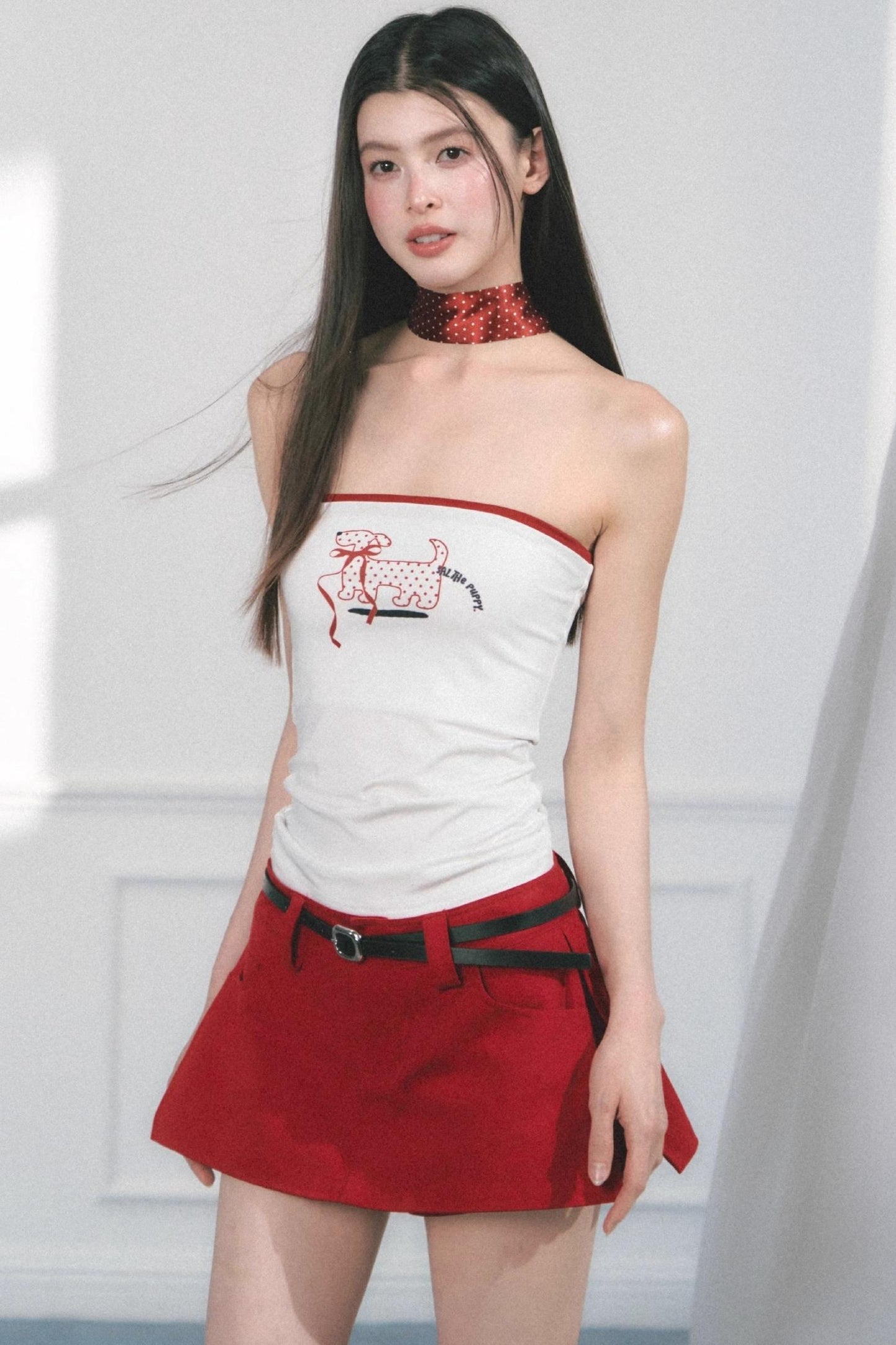 Original Puppy Print Fitted Top