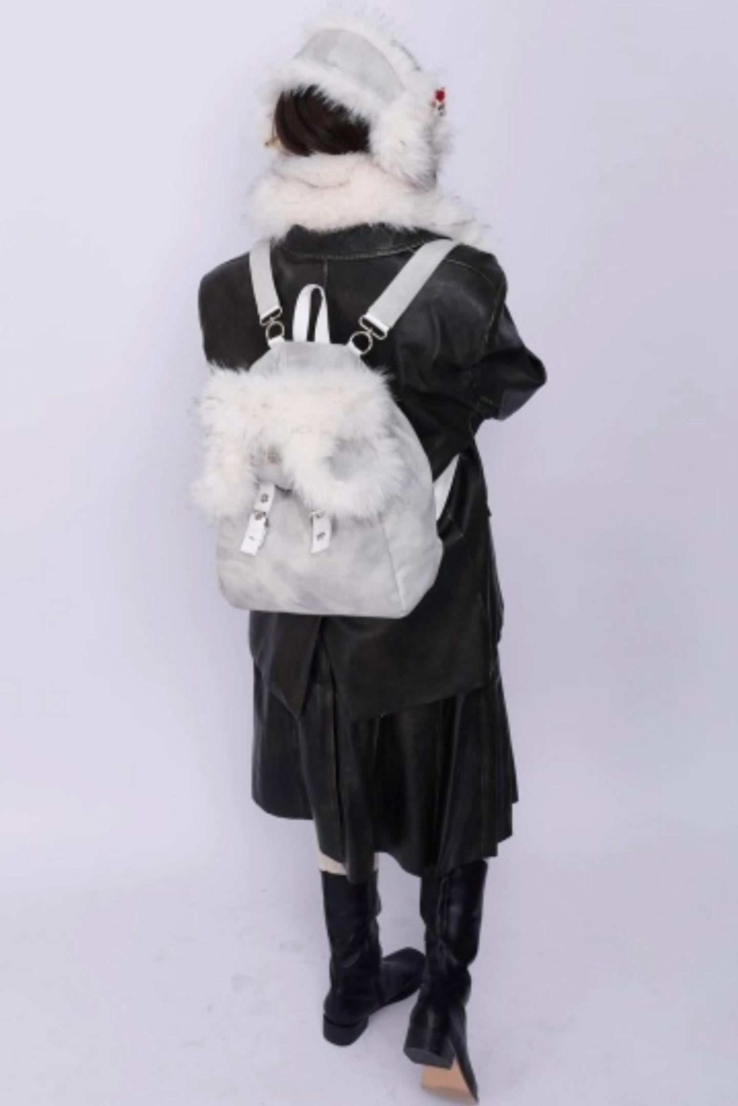 Furry Bear Crossbody Backpack