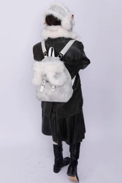 Furry Bear Crossbody Backpack