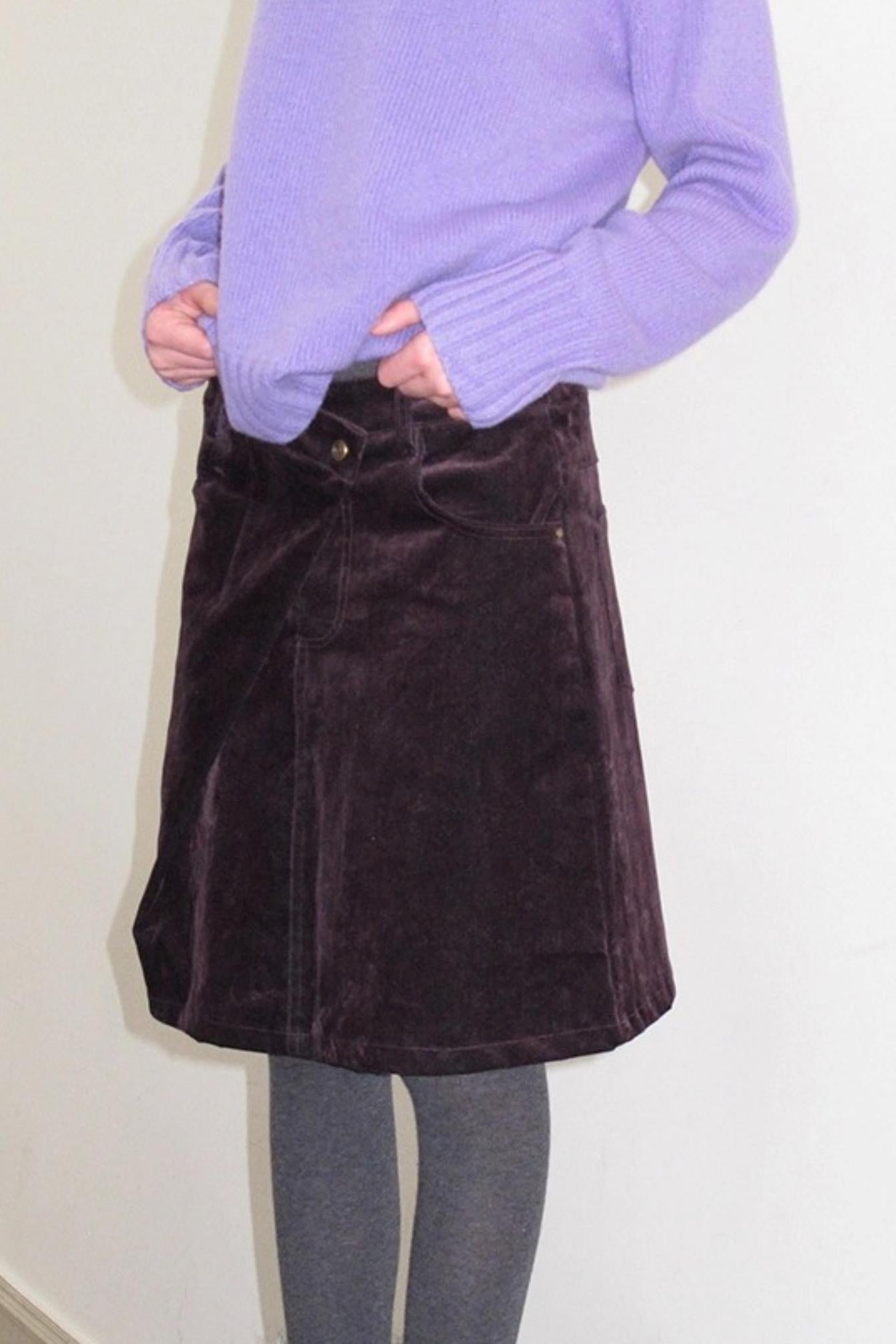 Vintage Dark Purple Velvet Skirt