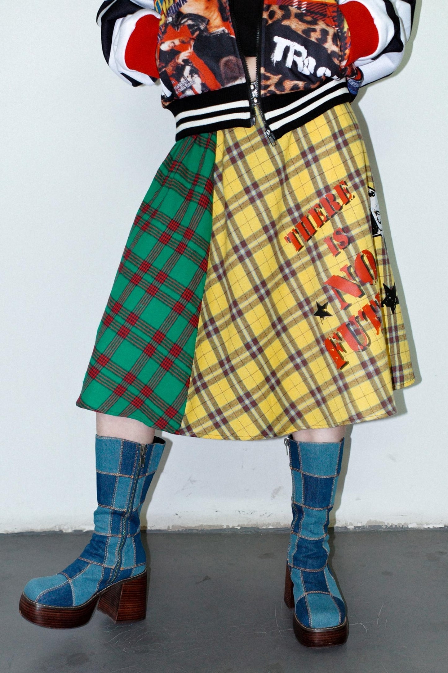 Punk Plaid Layered Skirt