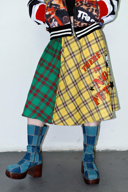 Punk Plaid Layered Skirt