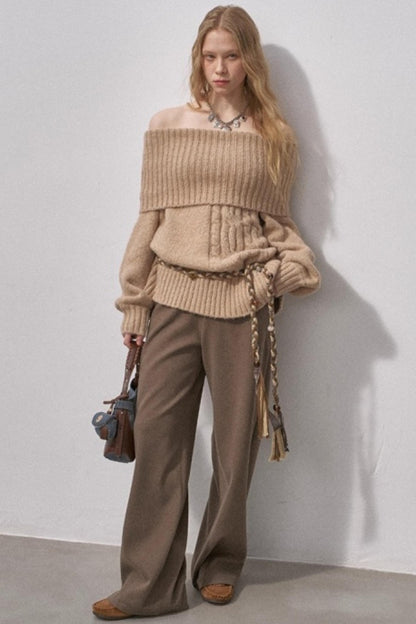 One-Shoulder Cable-Knit Sweater