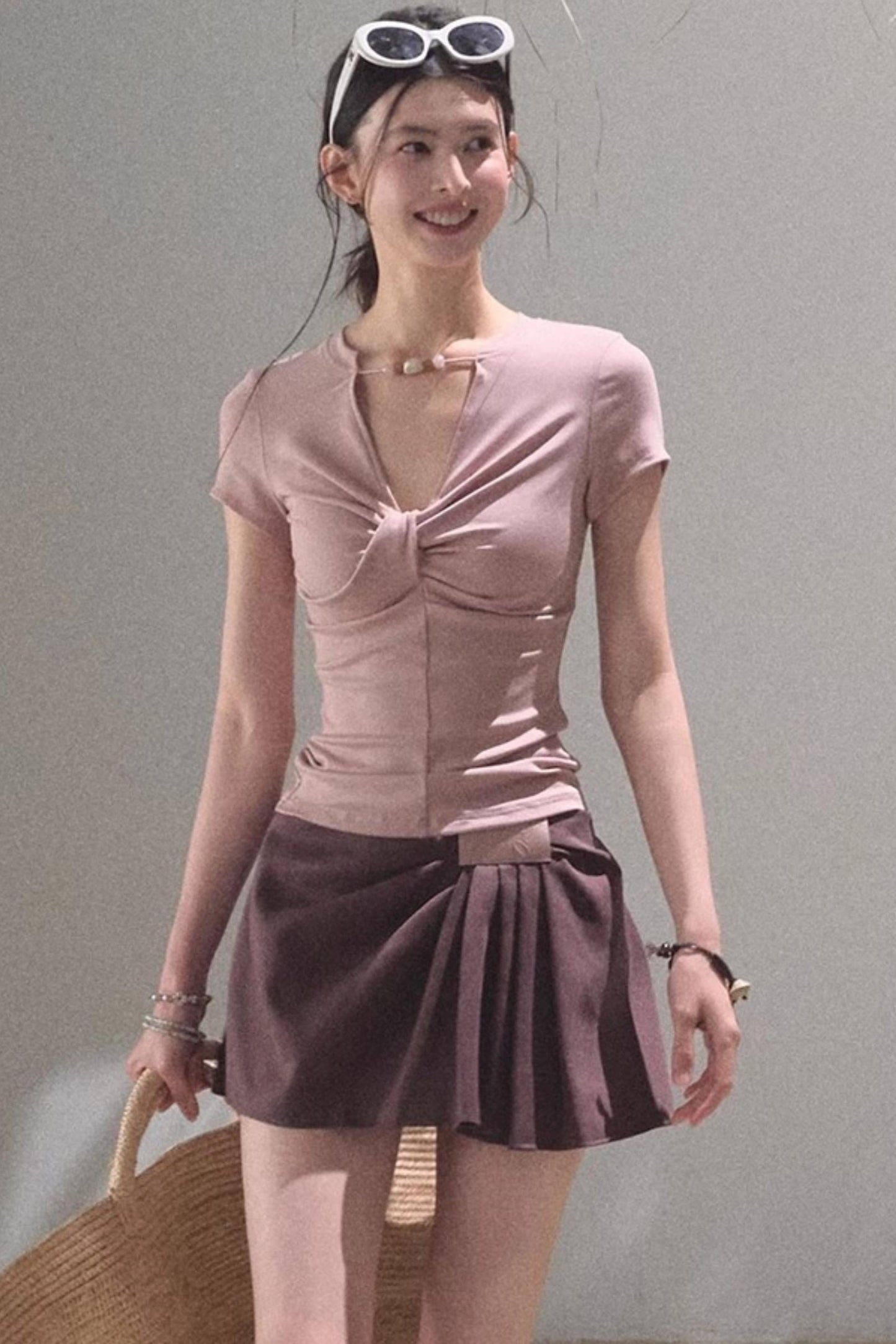 V-Neck Beaded T-Shirt