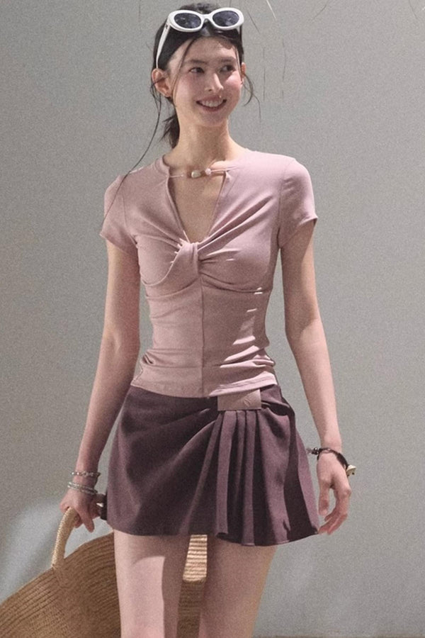 V-Neck Beaded T-Shirt