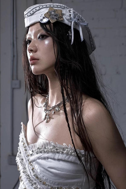 White-Black Sailor Hat