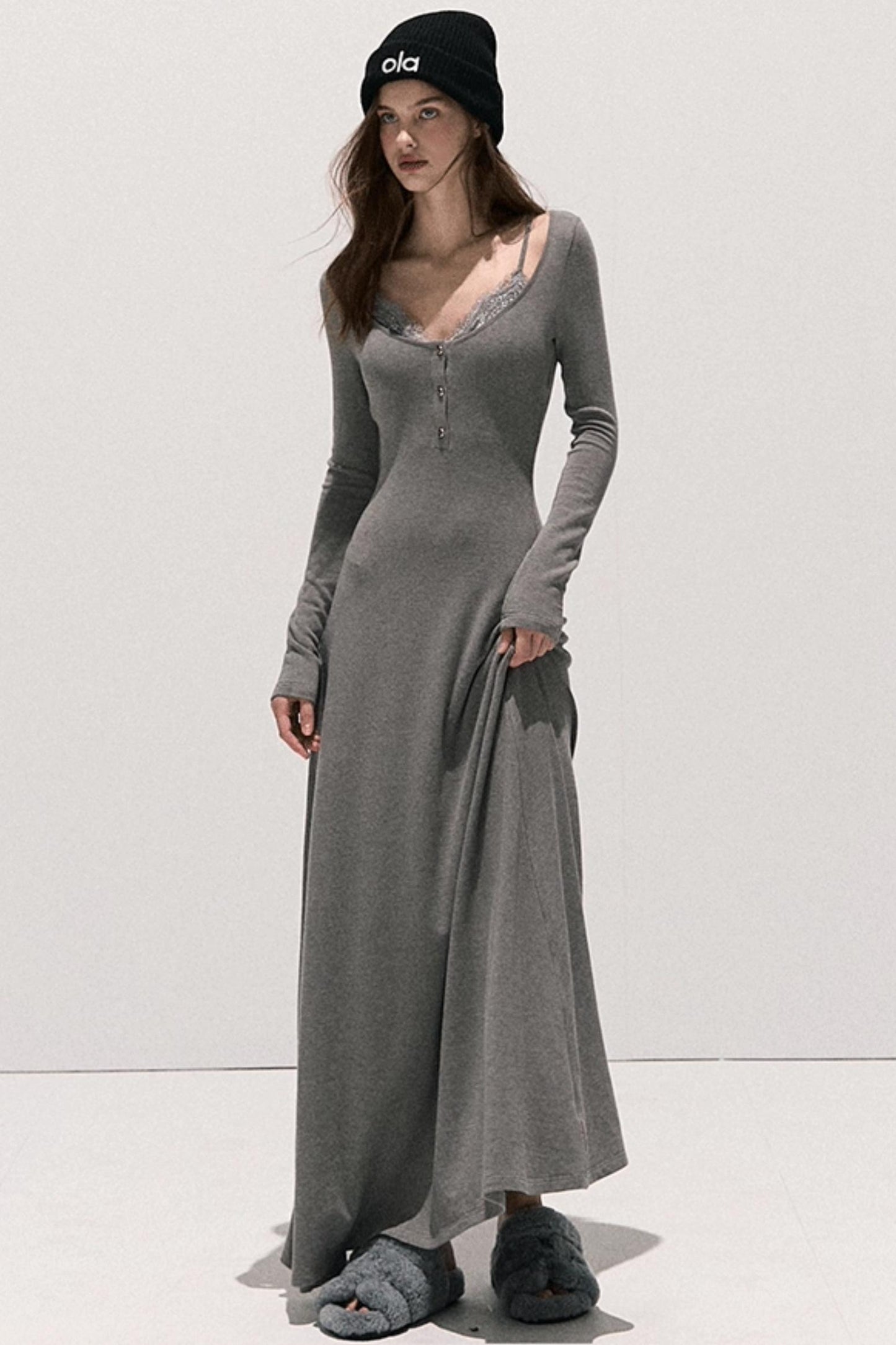 Basic Lace Knit Waist Dress