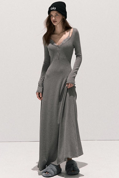 Basic Lace Knit Waist Dress