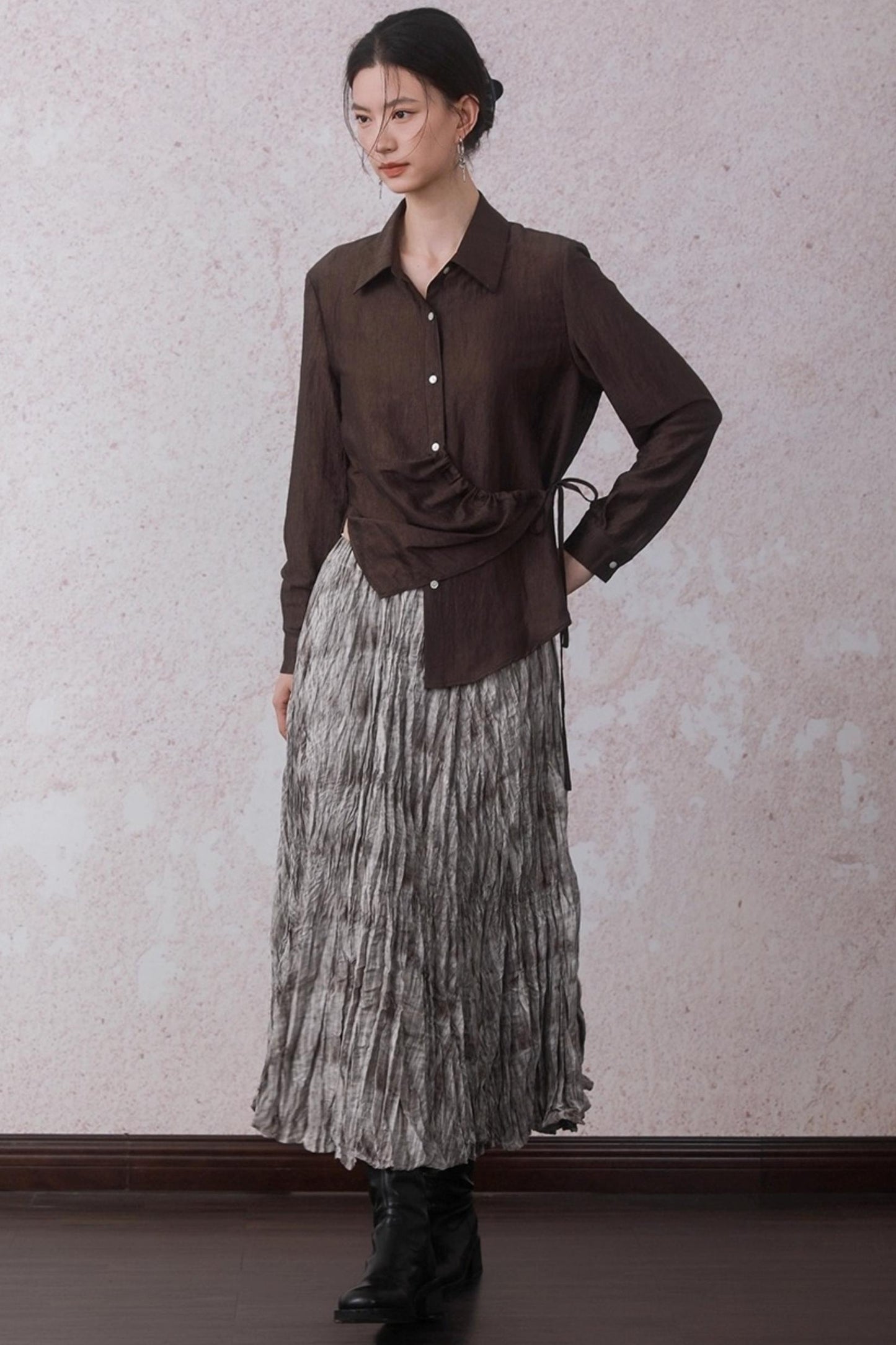 Autumn Acetate Chinese Shirt