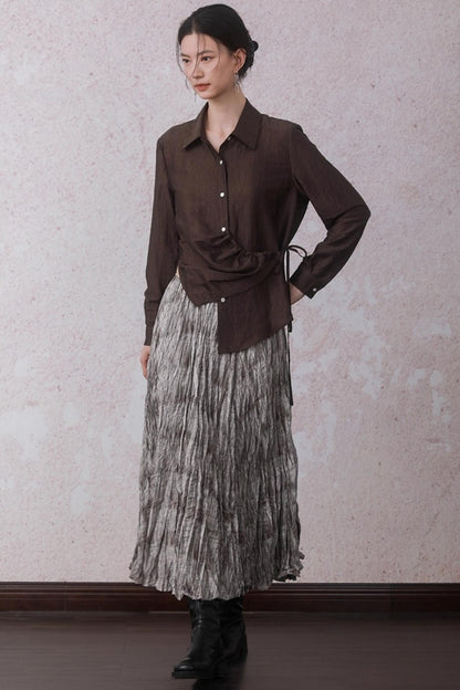 Autumn Acetate Chinese Shirt