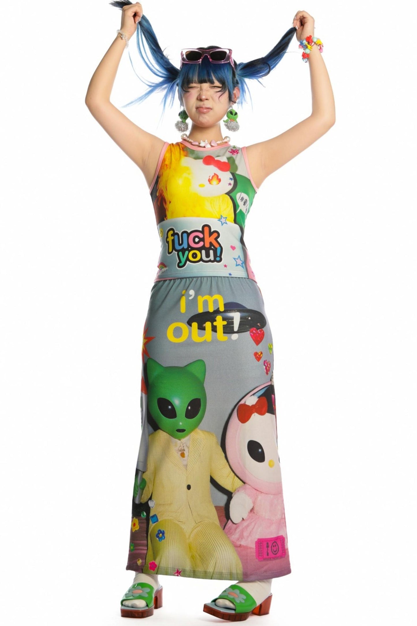 Reversible Print Stretch Casual Maxi Skirt