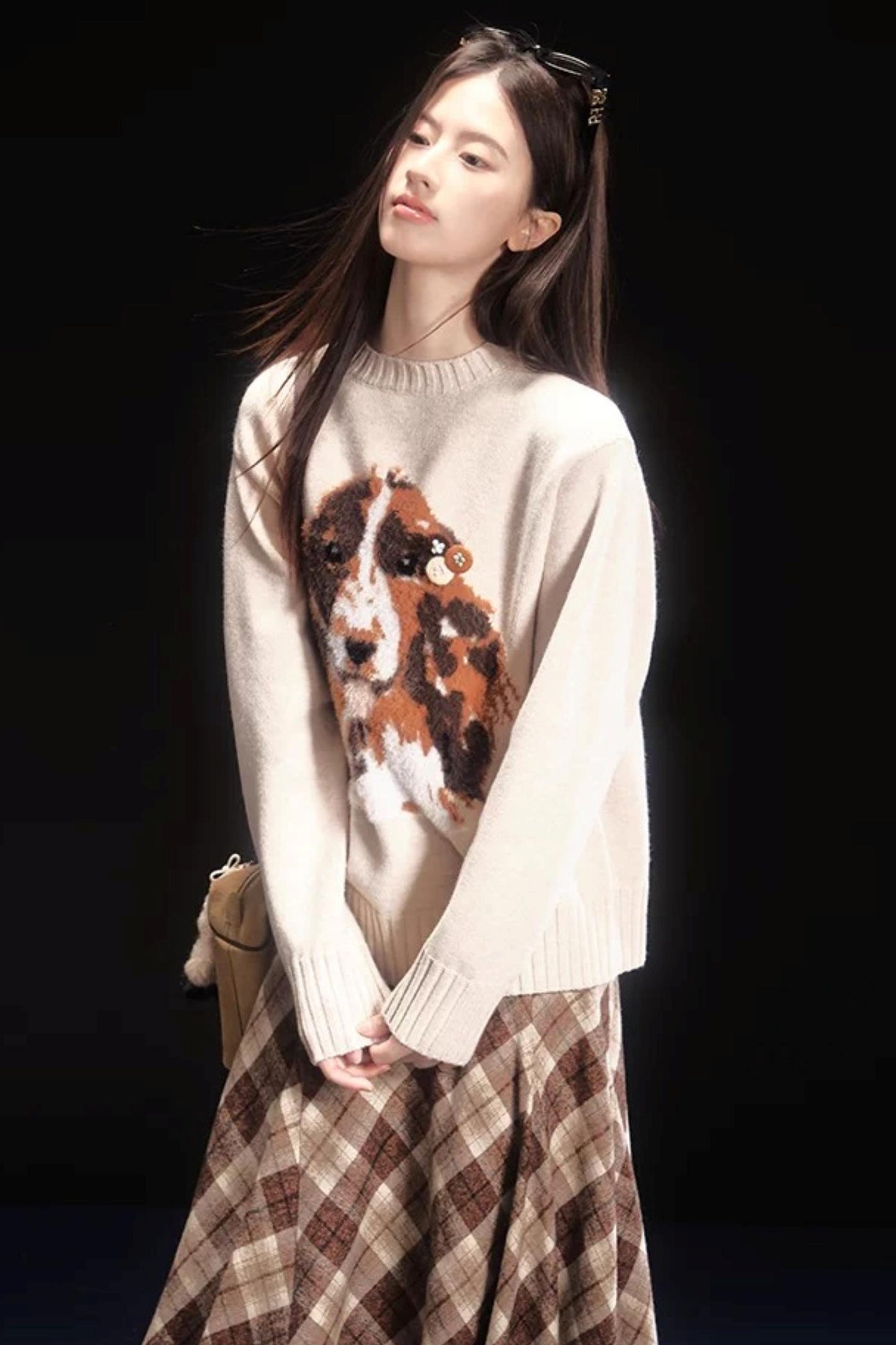 Oatmeal Mink Fur Sweater Scarf Set-Up