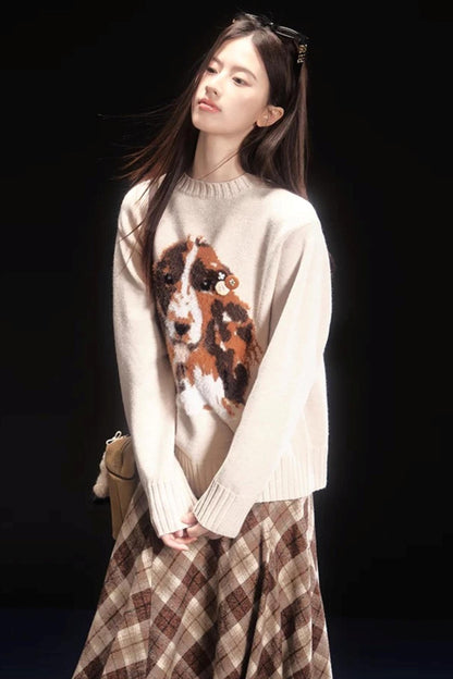 Oatmeal Mink Fur Sweater Scarf Set-Up