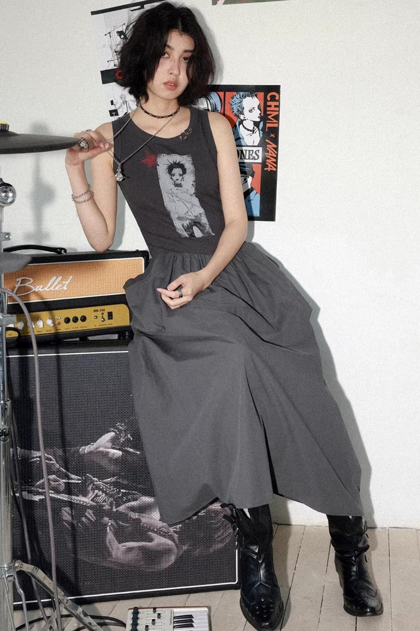 Kleid mit Charakterdruck und Patchwork