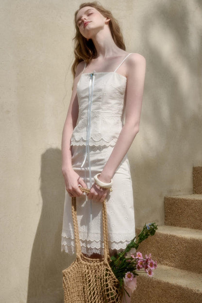 White Jasmine Cotton Embroidered Set-Up