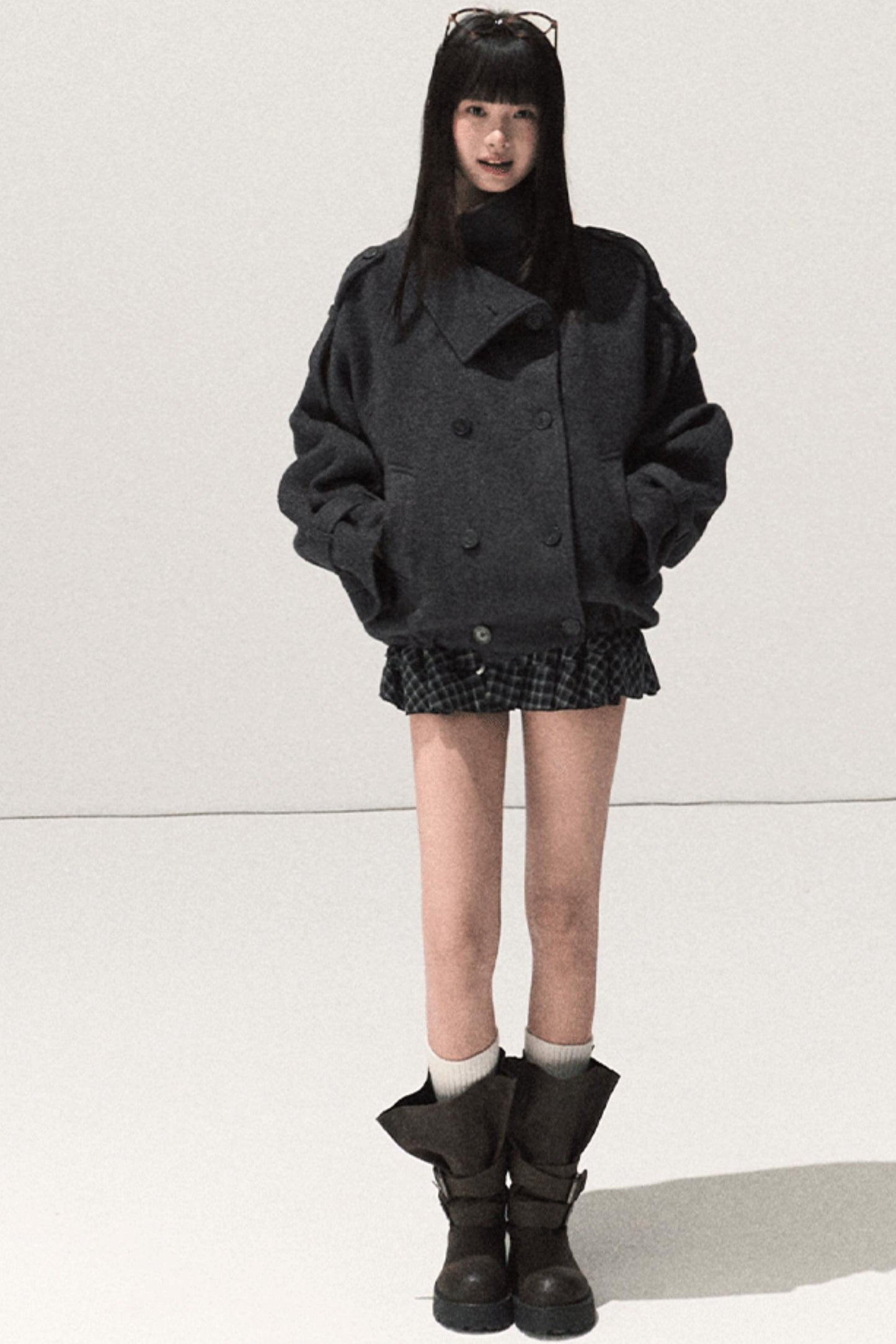 Shrine Plaid Woolen A-Line Skirt