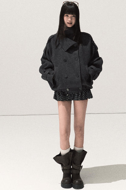 Shrine Plaid Woolen A-Line Skirt