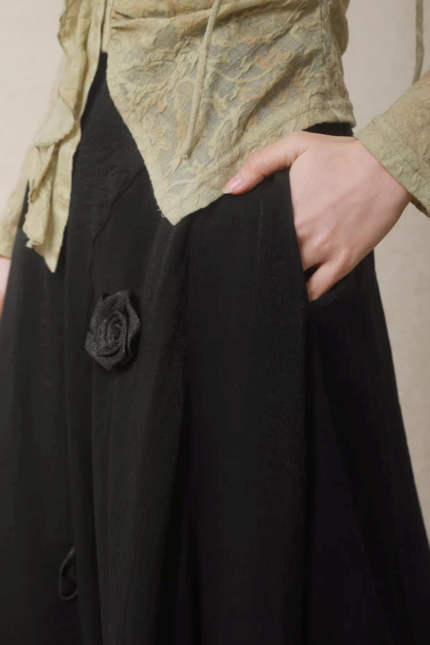 Night Black Floral Skirt