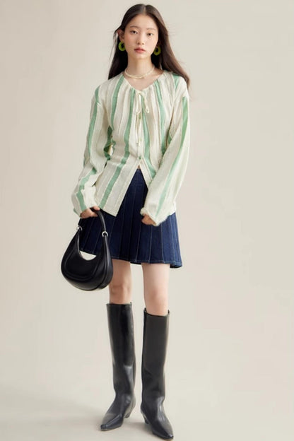 Elven Stripe Cardigan Skirt Set-Up