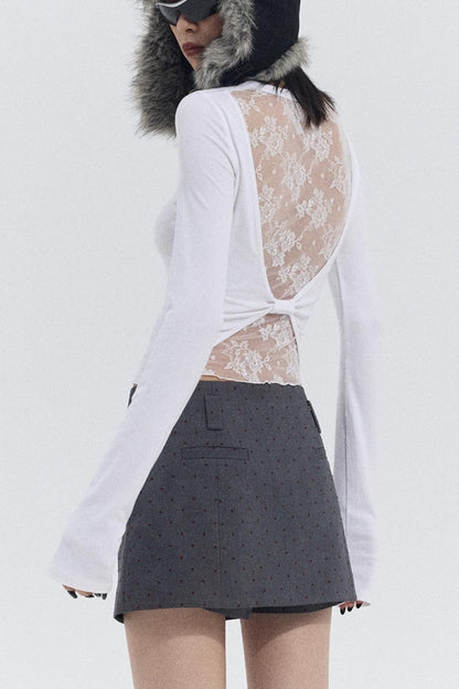 Retro Polka Dot Asymmetrical Skirt