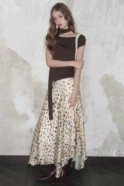 Artistic Polka Dot Asymmetrical Skirt