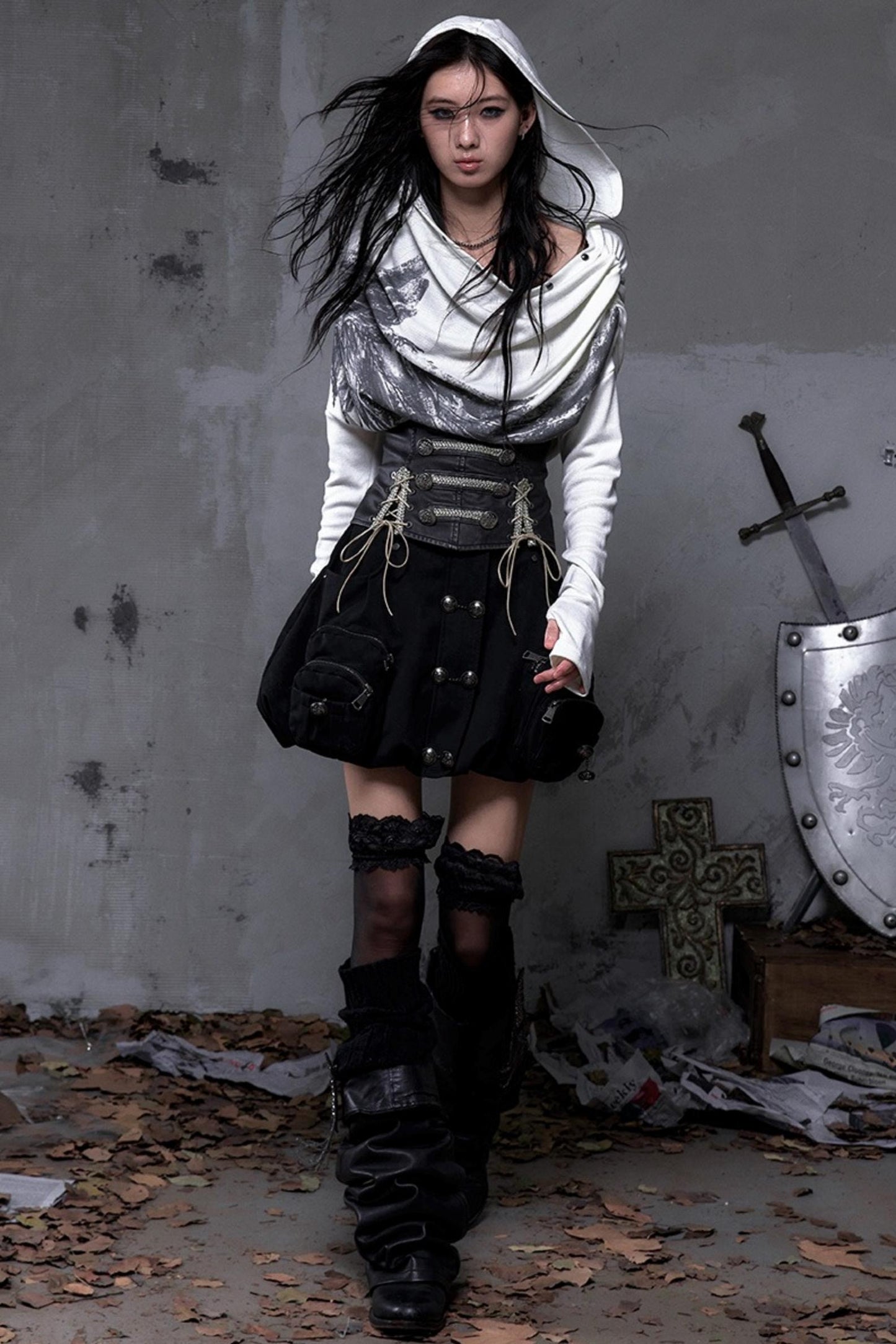 Wasteland Swing Collar Knitted Tops