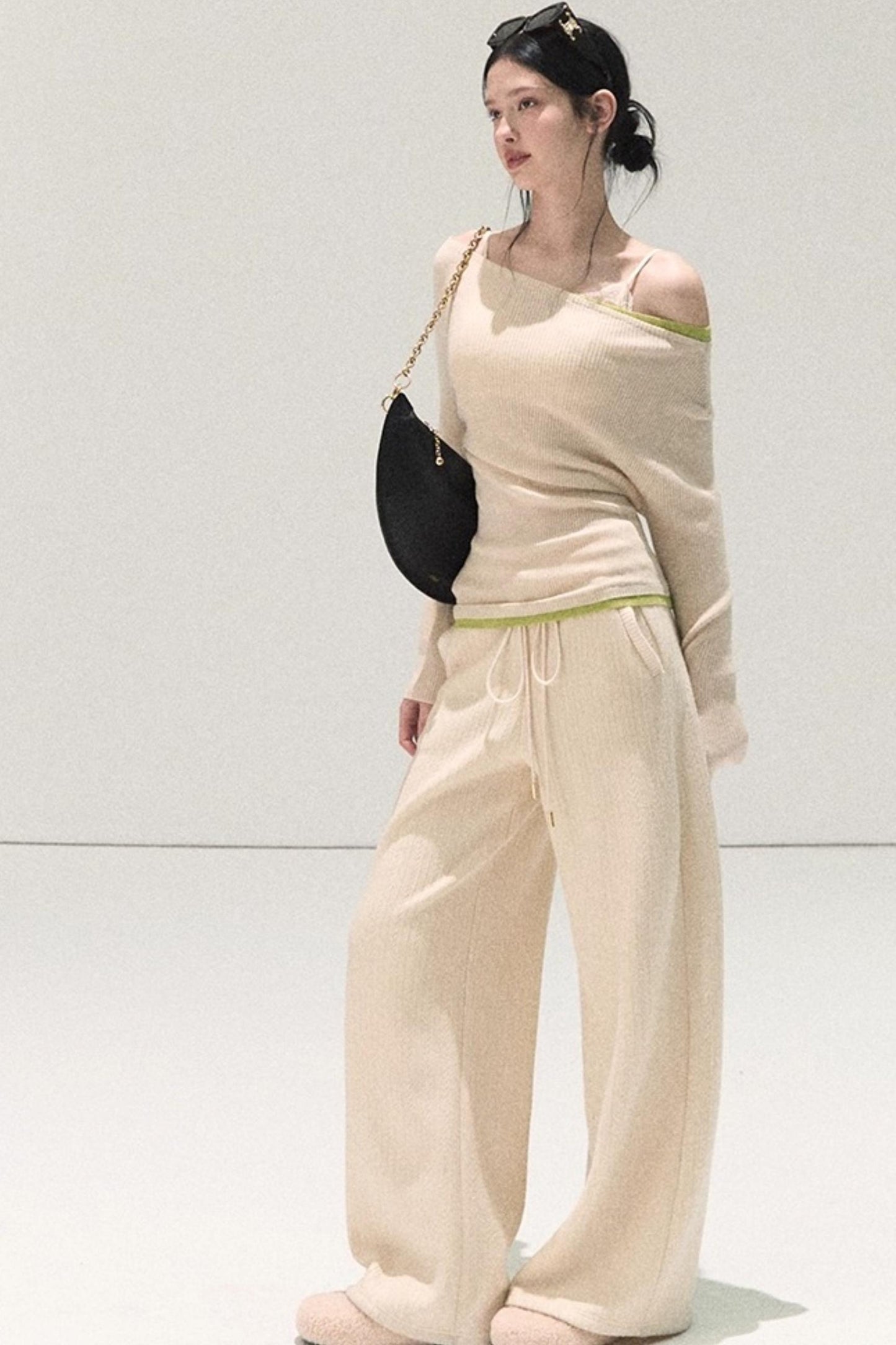 Wool Off-Shoulder Knit Top