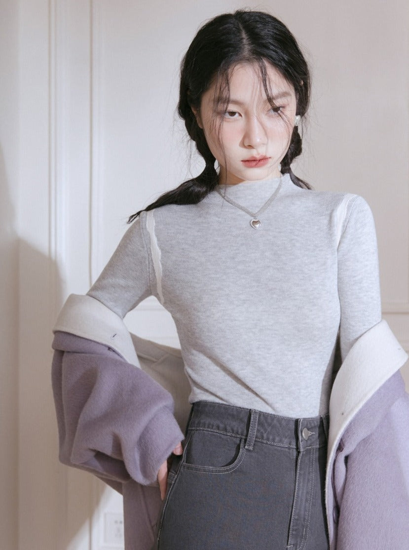 Retro Long Sleeve Wool Top