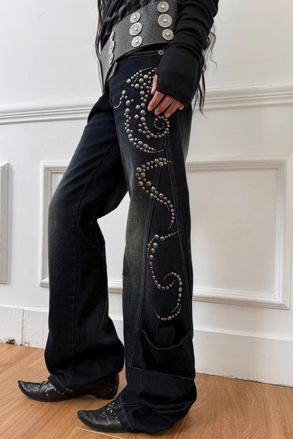 Vintage Straight Bootcut Distressed Jeans