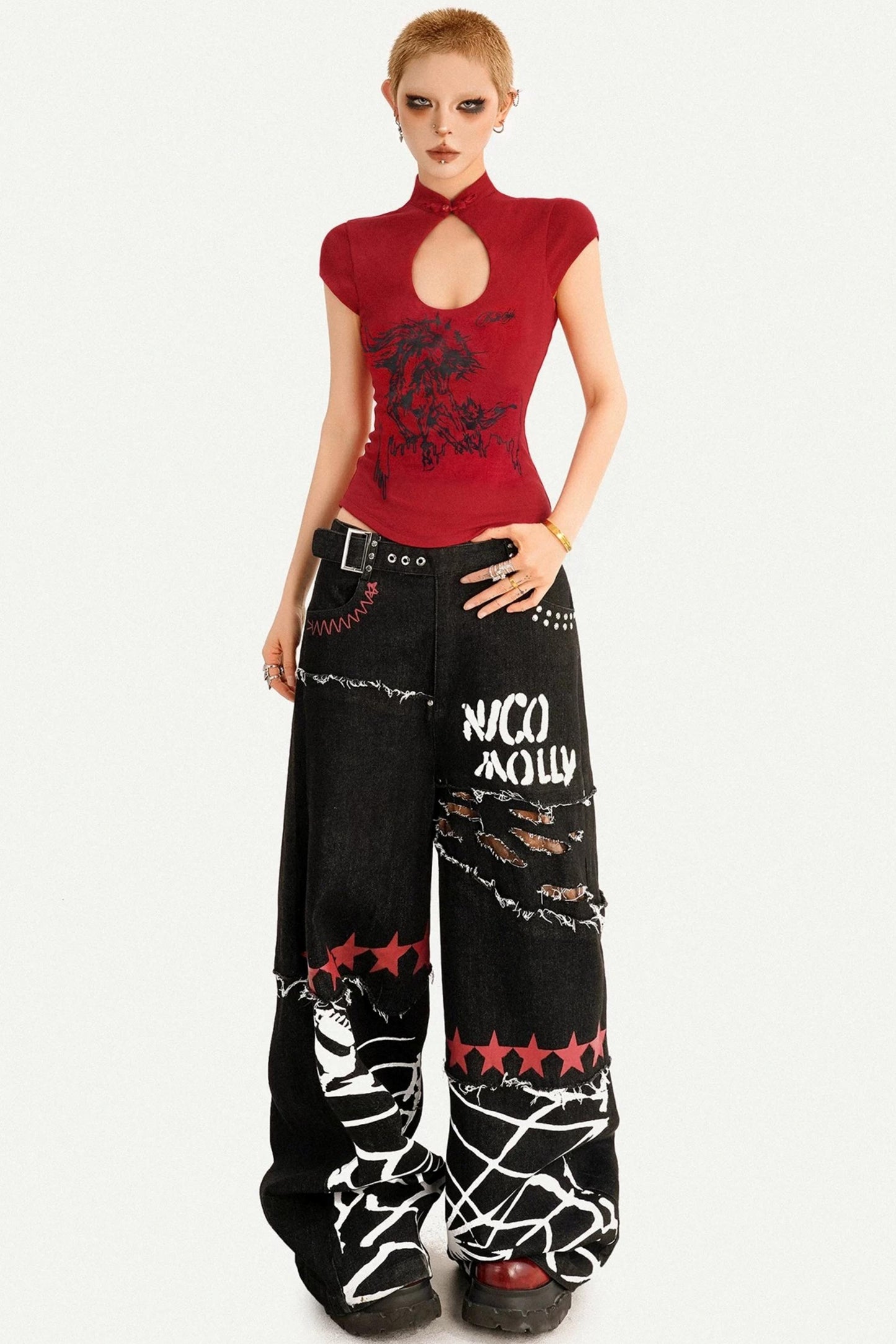 Rotes Millennium-Cheongsam-Oberteil