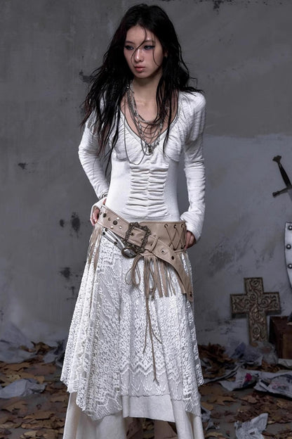 Court Dream Puff Sleeve Lace Maxi Dress