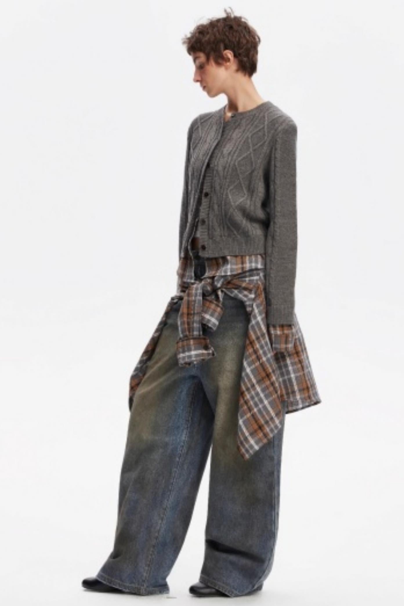 Wool Twist Pattern Cardigan Set-Up