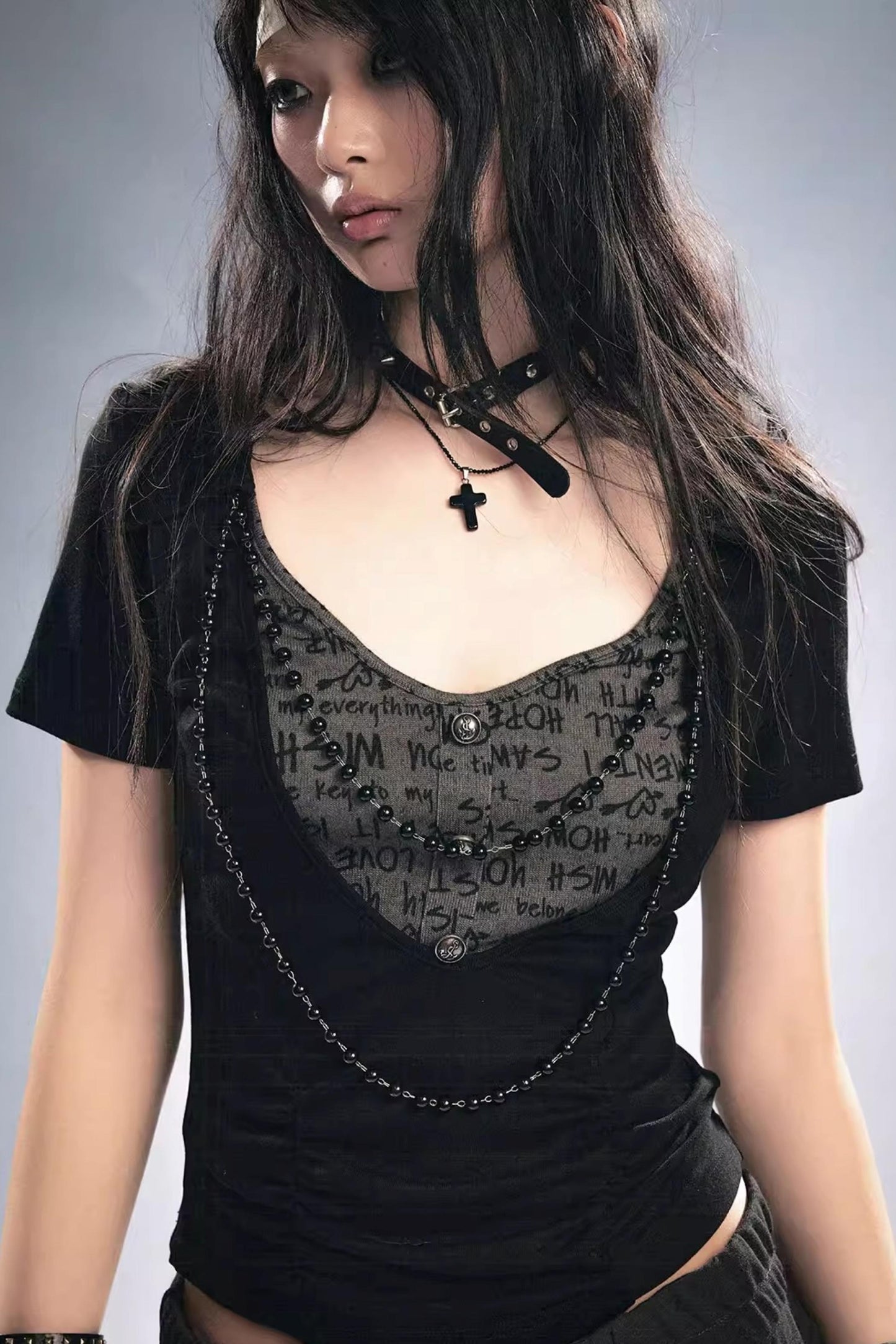 Punk Echo Faux Two-Piece Top