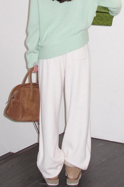 Fleece Mist Elastic Waist Knit Pants