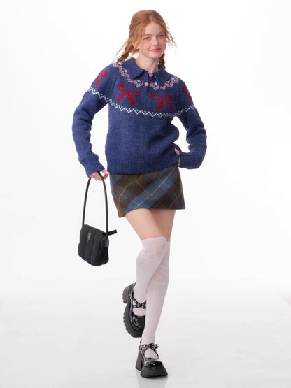 Soft and thick Fair Isle polo neck sweater