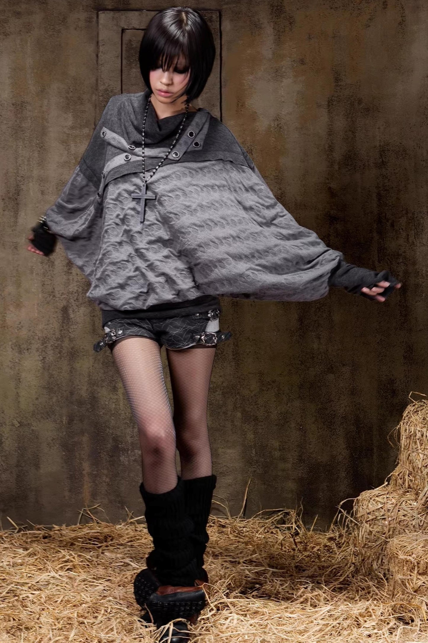 Turtleneck Batwing Sleeve Knit Top