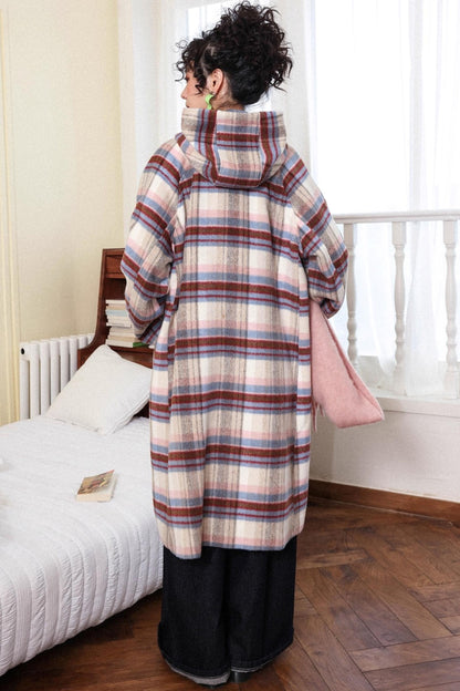 Velvet Dream Plaid Hooded Wool Jacket